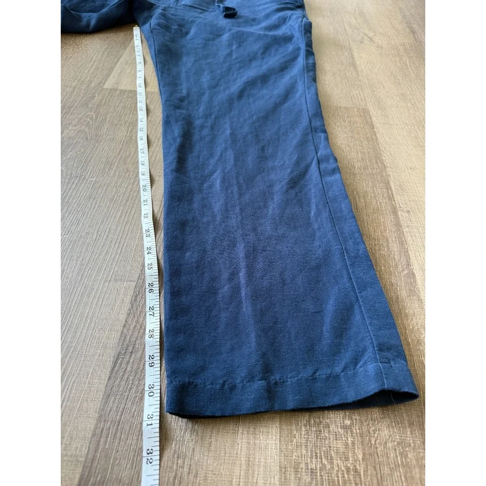 Cubavera Men's Navy Linen Blend Pants XLx32 Resort Wear Elastic Waist Drawstring